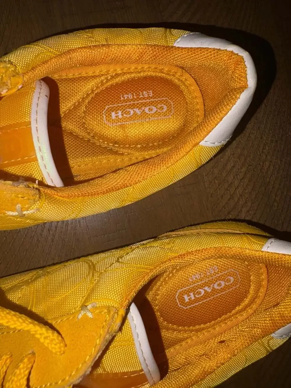 Coach Patti Signature Logo Yellow Lace-Up Sneakers
